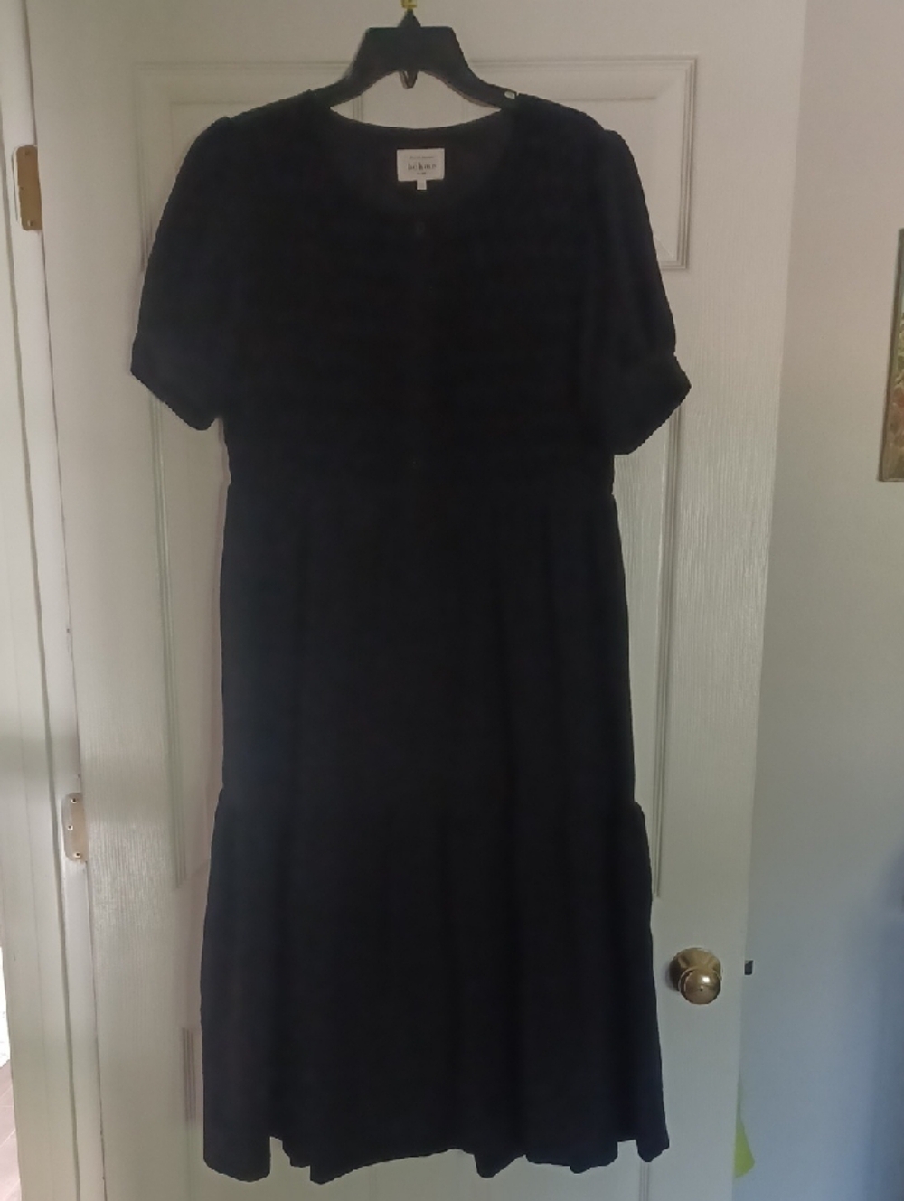 Bohme Black Short Sleeve Midi Smock Dress